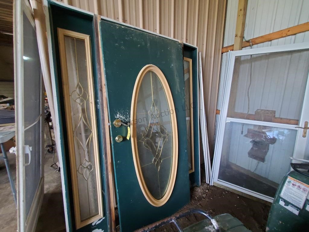 Used Stanley door with frame and screen door