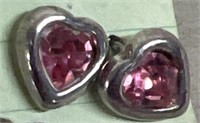 Sterling silver heart-shaped earrings