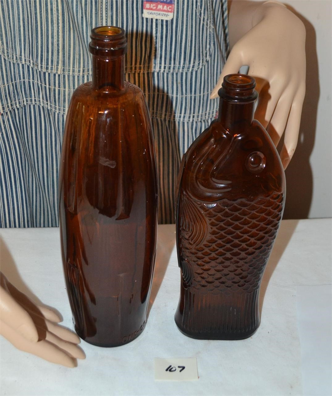 Amber Glass Dr Fisch's Bitters bottle & other