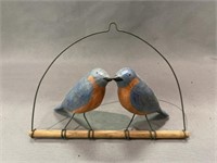 (2) Unsigned Carved Wood Songbirds