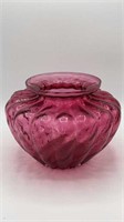 9" Cranberry Ribbed Glass Bulb Vase
