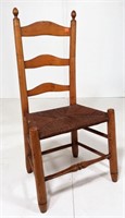Maple Ladder Back Chair, finial top posts, bulbous