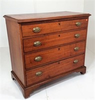 Walnut Solid End Chest, 4 graduated drawers have