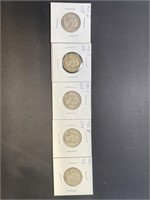 "5" Pre 1964 Washington Silver Quarters