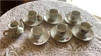 Teapot with 6 Teacups and Saucers