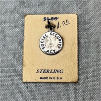 Vintage Sterling Social Security Act Pendant