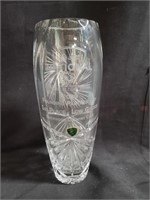 Kusak crystal glass cut and etched vase for AT&T