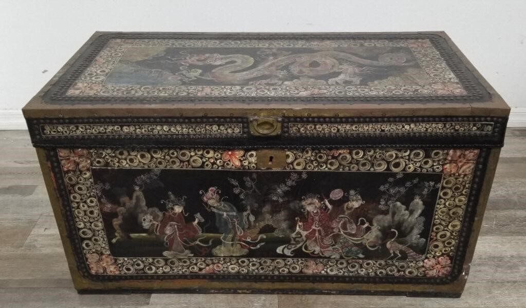 Vintage Asian hand painted chest