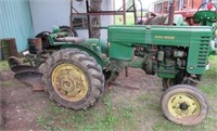John Deere M wide front gas tractor with 2 bottom