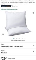 2 Amazon Basics Down Alternative Pillow Protectors