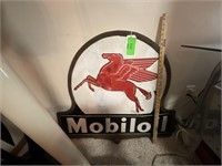 Double sided porcelain Mobil oil sign