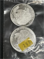 Two One Ounce Silver Coins
