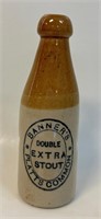 GOOD ANTIQUE BANNERS STONEWARE BEER BOTTLE