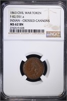 1863 CIVIL WAR TOKEN NGC MS 62 BN