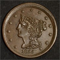 1855 HALF CENT  CH BU