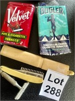 Vintage Velvet Tin, Bugler Cigarettes and Shaving