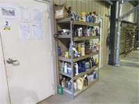 Shelf Unit & Contents Including Oils, Cleaners, St