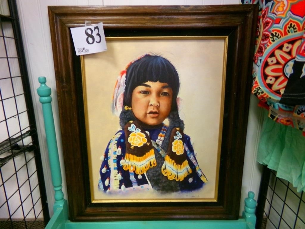 OIL ON CANVAS SIGNED NATIVE AMERICAN FRAMED 22X26