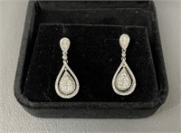 14K White Gold and Diamond Post Earrings
