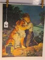 Vintage Poster Good Old Pal" Boy w/ Dog 1914