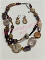 Rock beaded necklace & earrings set