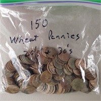 150ct 1920s/30s Wheat Pennies