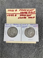 1961D Franklin Silver Half Dollar & 1949D Franklin