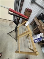 2 Wooden Saw Horses & Stand w/ Roller