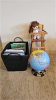 Basket of Children's Books, Globe & Doll With