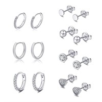 Sterling Silver Stud Earrings 7Pairs Silver Stud E