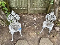 (2) OUTDOOR WHITE CAST CHAIRS