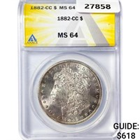 1882-CC Morgan Silver Dollar ANACS MS64