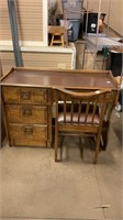 Knee Hole Wooden Desk with Chair