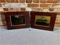 Pair Vintage Lacquer Paintings