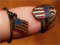 Antique Sterling Enameled Patriotic Rings