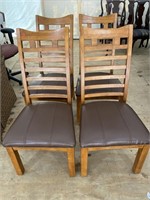 SET OF 4 CHERRY LEATHER BOTTOM CHAIRS