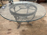 IRON AND ROUND GLASS TABLE