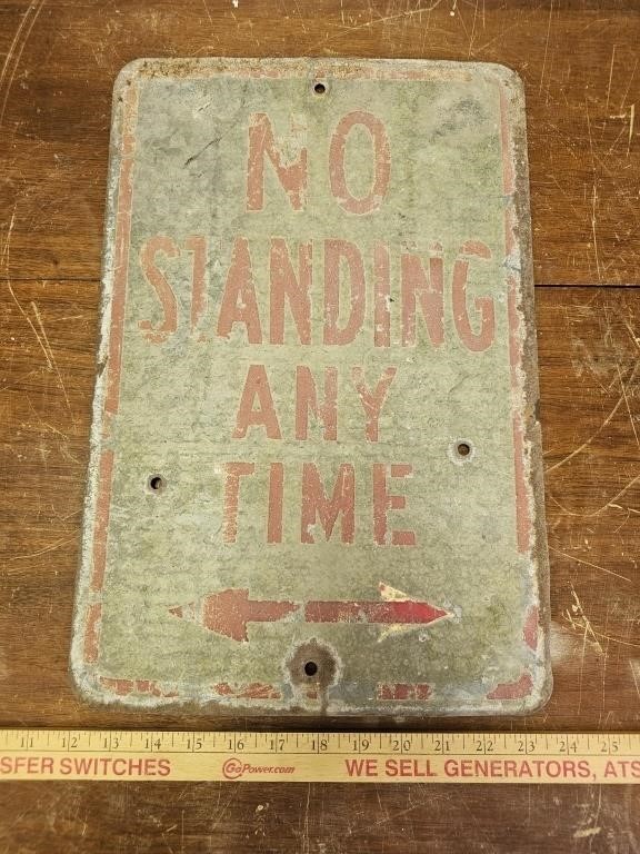 Vintage Metal No Standing Sign