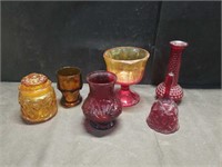 ESTATE LOT OF RED / AMBER GLASSWARE