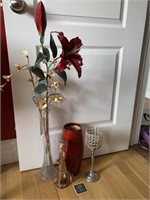 Lot of Red & Silver Decor