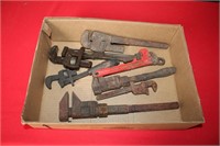 BOX OF PIPE WRENCHES