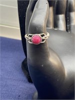 Sterling silver ring size 8 pink stone