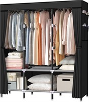 LOKEME Portable Wardrobe  61-Inch with 3 Rods