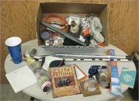 Box Of Misc. - Toys, Book, Cane, Banners & More