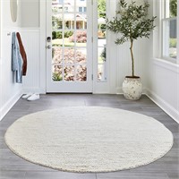 nuLOOM 6' Round Wool Area Rug  Off White