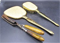 Dresser Set Brush and Mirror Old Curling Iron