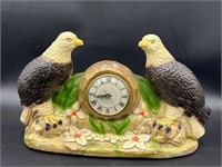 Chalkware Plaster Eagle Clock untested