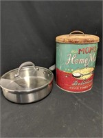 3 Tin Nesting Canisters 8"-10" and Kitchen fry