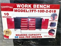 New/ Unused 7' Work Bench W/10 Drawers & 2 Cab