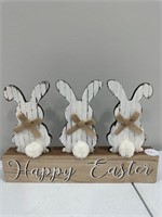 NEW - Three Sitting Bunnies Wooden Easter Decor